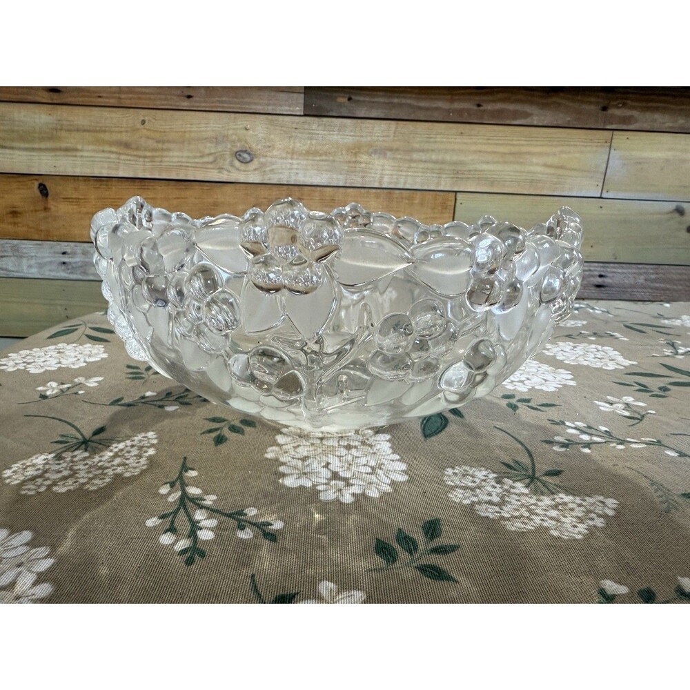 Vintage Mikasa 8.75” Carmen Crystal Bowl Walther Glas West Germany Floral Fruit